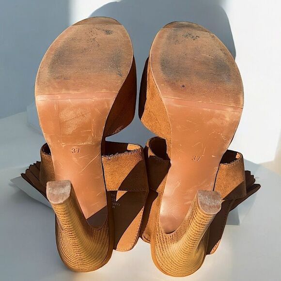 Divided by H&M Brown Suede Tasseled Slip On Mules | Women’s Size 6 - Picture 5 of 6